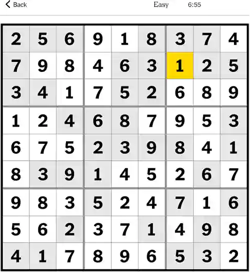 NYT Sudoku Easy Answer 30th November 2023