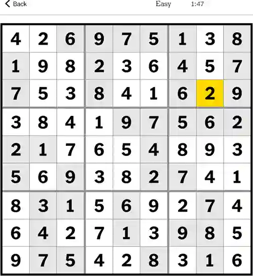 Sudoku NYT Answer Easy 3rd November 2023