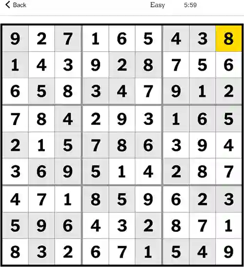 Sudoku NYT Easy 4th November 2023