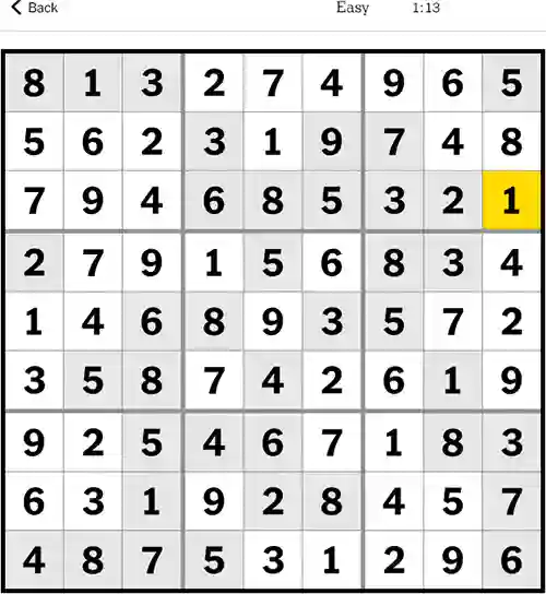 Nytimes Sudoku Easy 6th November 2023