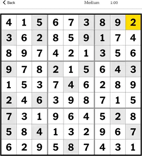 NYT Sudoku Medium 22nd November 2023