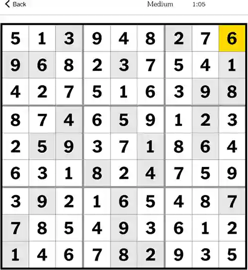 NYT Sudoku Medium Answers 23rd November 2023