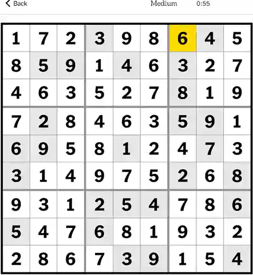 NY Times Sudoku Medium 26th November 2023