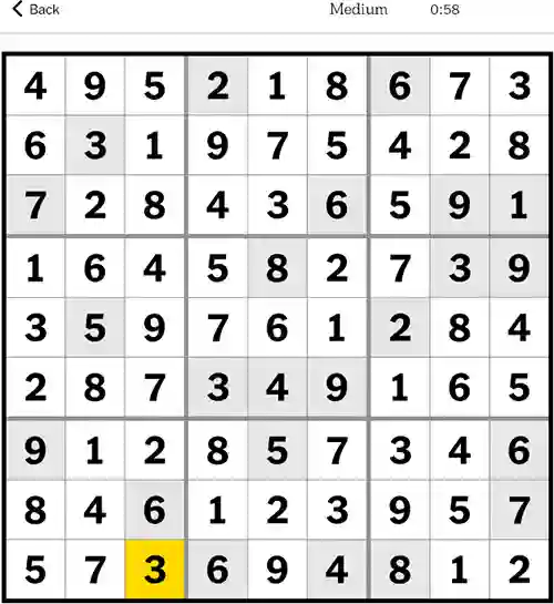 NYT Sudoku Medium 2nd November 2023