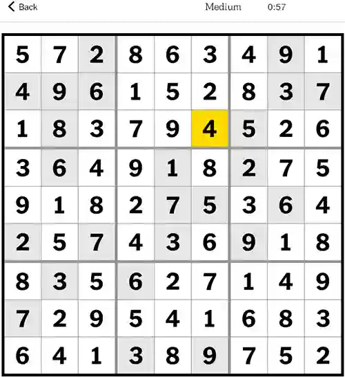 NYT Sudoku Medium Answer 30th November 2023
