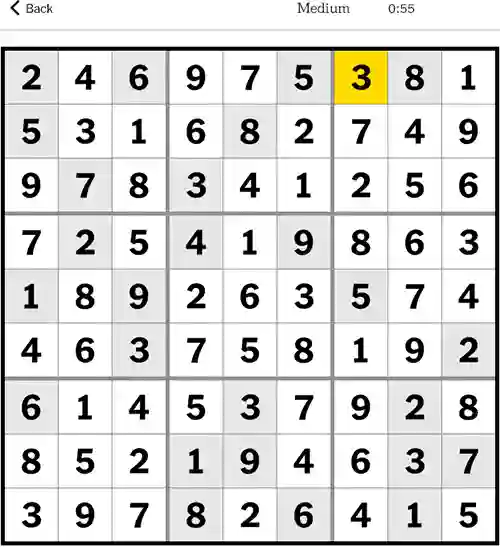 NYT Sudoku Medium Answers 5th November 2023