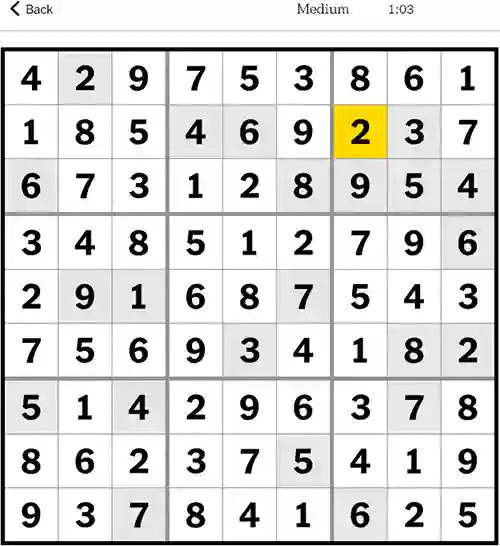 Nytimes Sudoku Medium 6th November 2023
