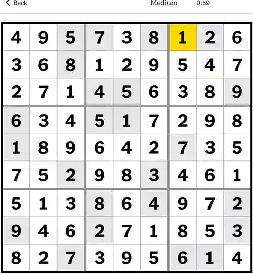 NYT Sudoku Medium 7th November 2023