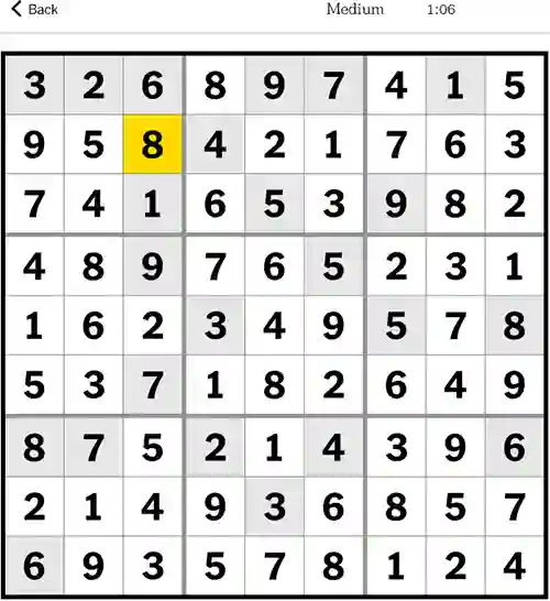 NYT Sudoku Medium 8th November 2023