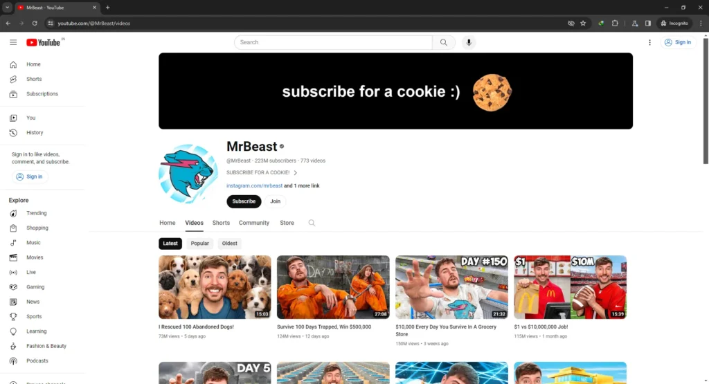 MrBeast YouTube Channel
