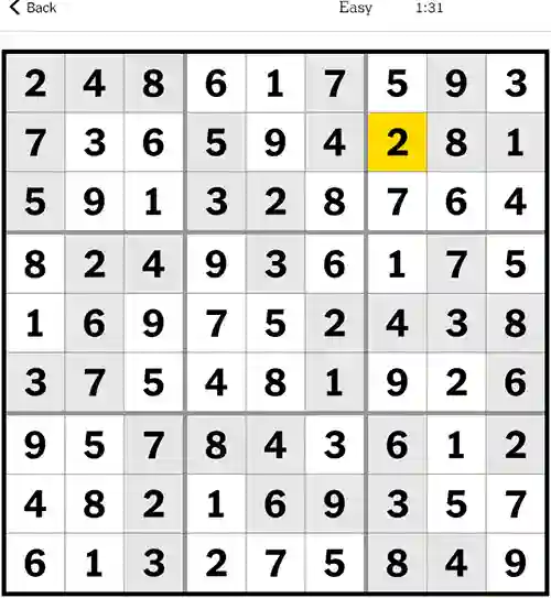 NYT Sudoku Easy 11th December 2023