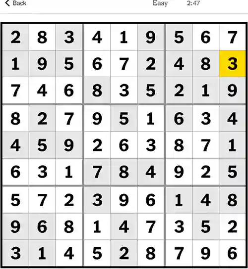NYT Sudoku Easy 15th December 2023