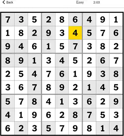 NYT Sudoku Easy 16th December 2023
