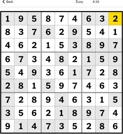 NYT Sudoku Easy 17th December 2023