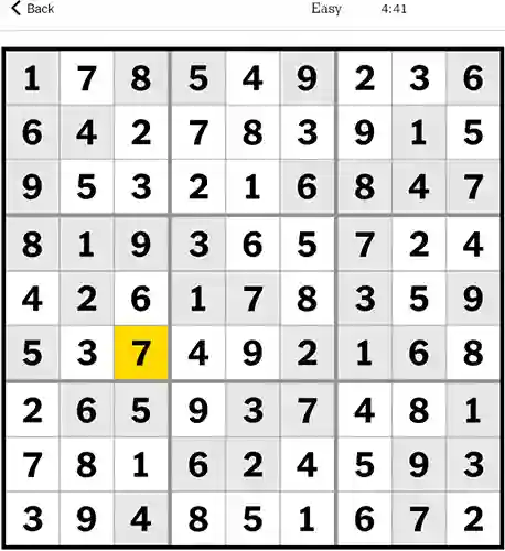 NYT Sudoku Easy 1st January 2024