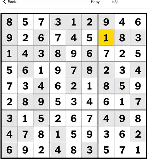 NYT Sudoku Easy 21st December 2023