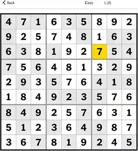 NYT Sudoku Easy 24th December 2023