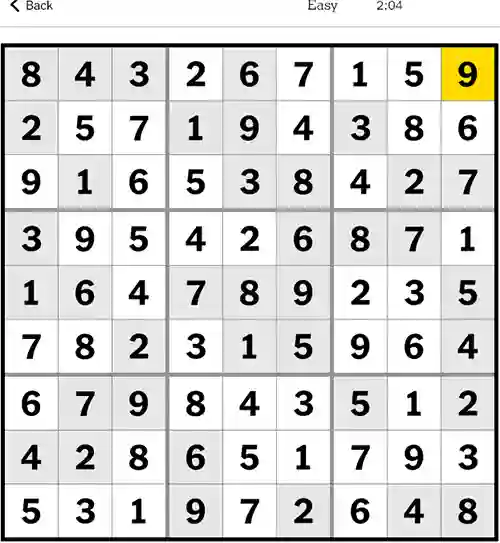 NYT Sudoku Easy 3rd December 2023