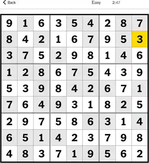 NYT Sudoku Easy 9th December 2023
