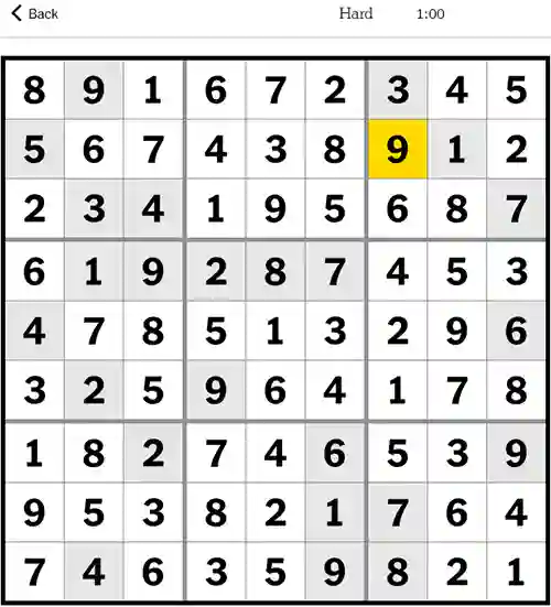 NYT Sudoku Hard 19th December 2023