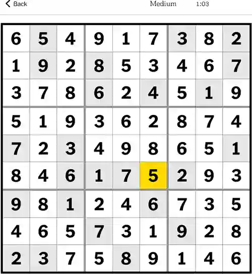 NYT Sudoku Answers Medium 10th December 2023