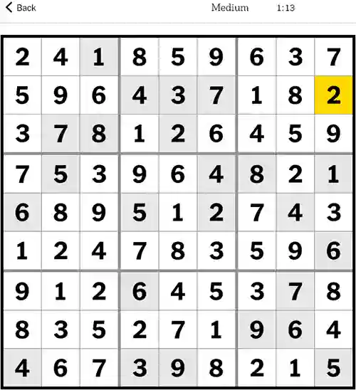 NYT Sudoku Medium 11th December 2023
