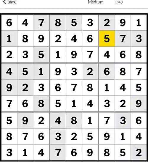 NYT Sudoku Medium 17th December 2023