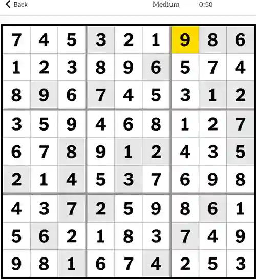 NYT Sudoku Medium 19th December 2023