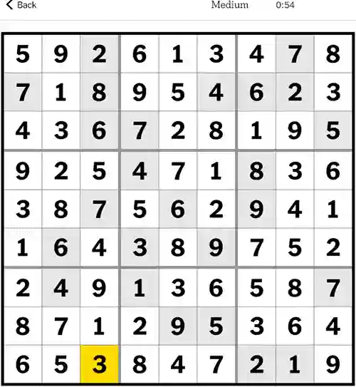 NYT Sudoku Medium 20th December 2023
