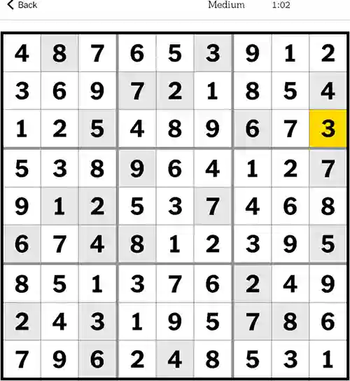 NYT Sudoku Medium 2nd December 2023