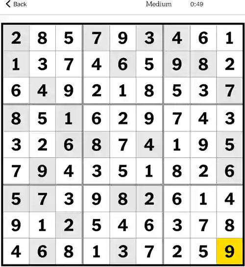 NYT Sudoku Medium Answers 4th December 2023