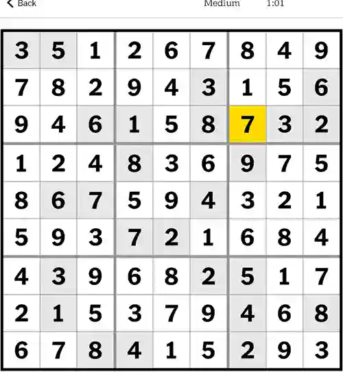NYT Sudoku Medium 6th December 2023