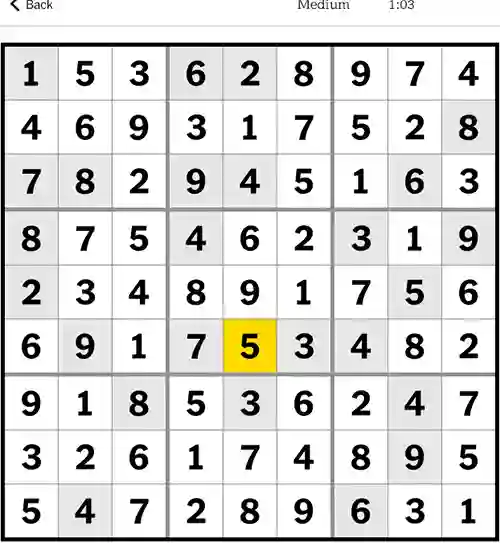 NYT Sudoku Medium 9th December 2023