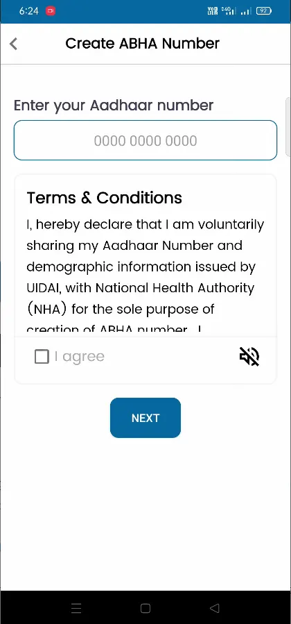 Create ABHA Enter Mobile Number