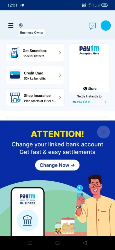 Paytm Change your Linked Bank