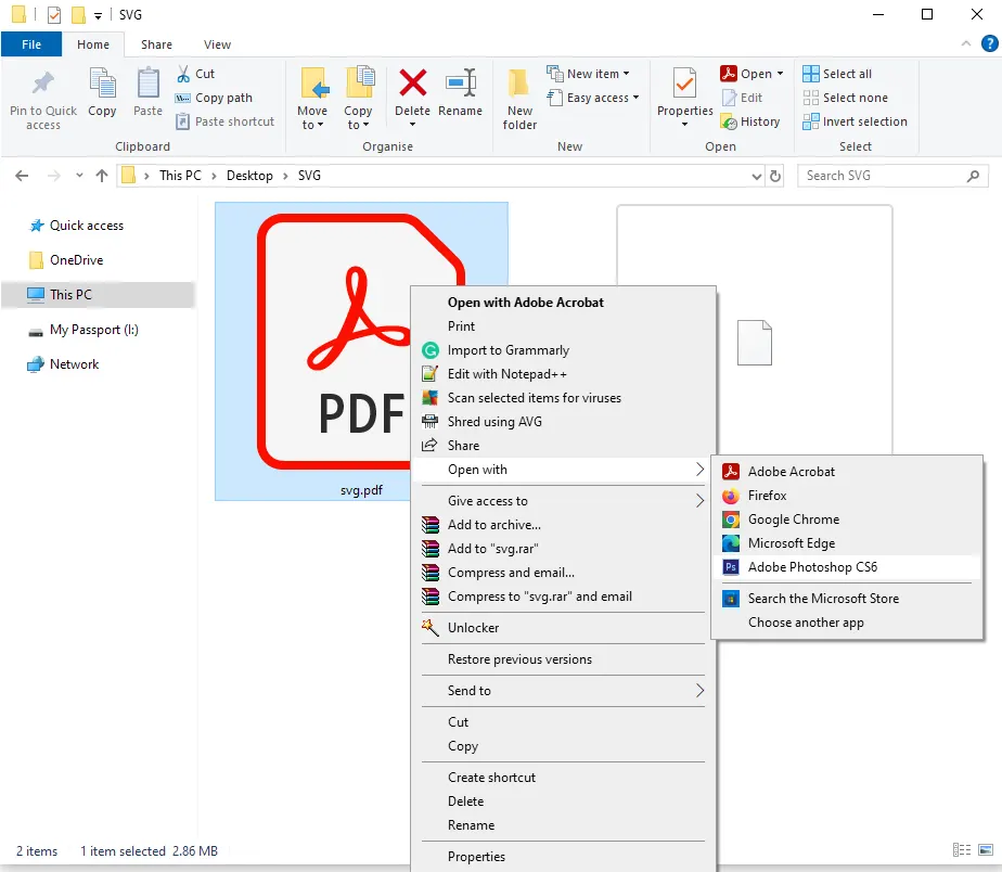 Open SVG PDF with Photoshop