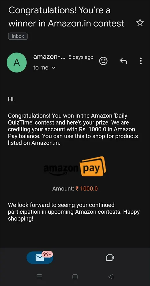 Amazon Daily QuizTime Content Prize