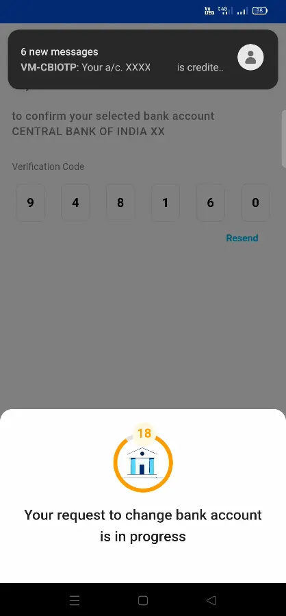 Request to Change Bank Account is under Progress