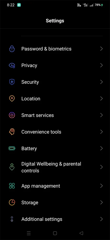 Android Settings Page