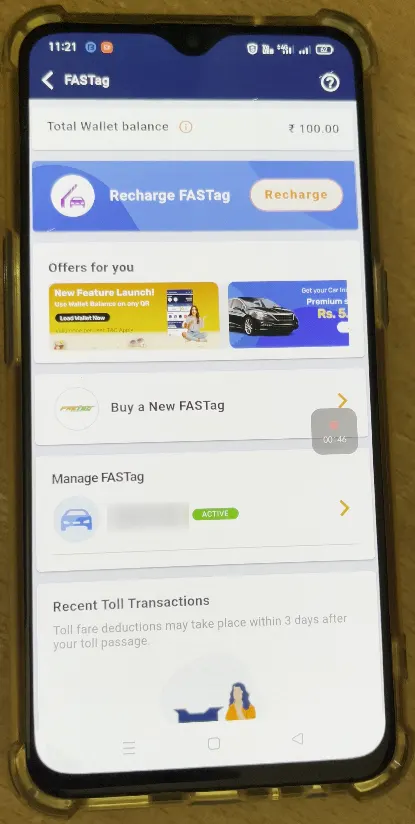 Bajaj Pay FASTag Active