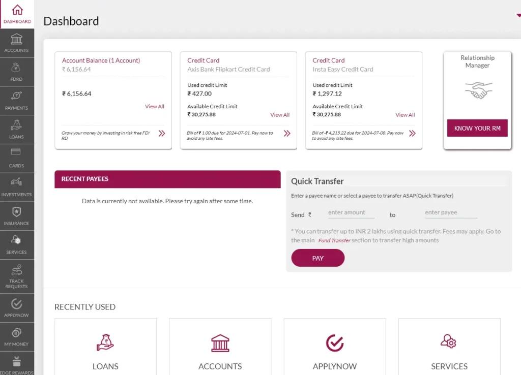 Axis Bank Dashboard