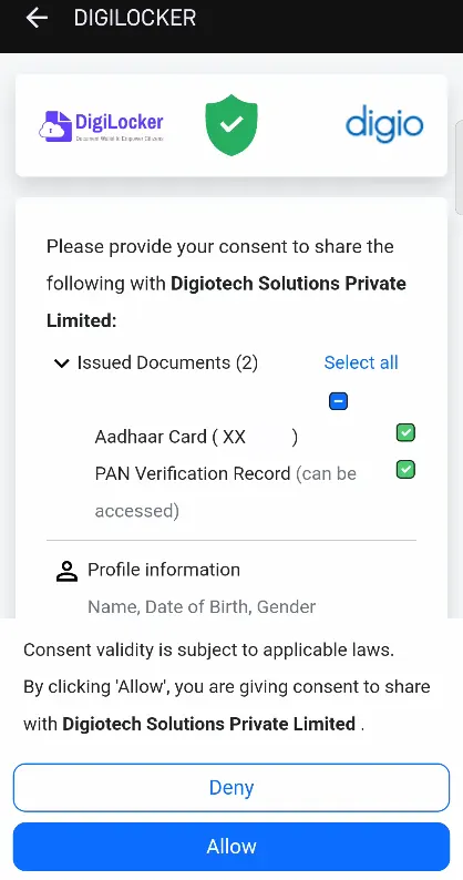 Digilocker Consent Allow