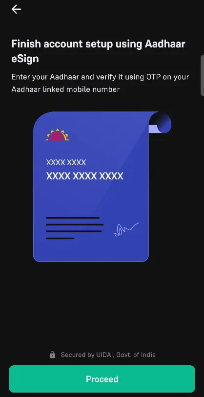 Finish Account Setup Using Aadhaar eSign