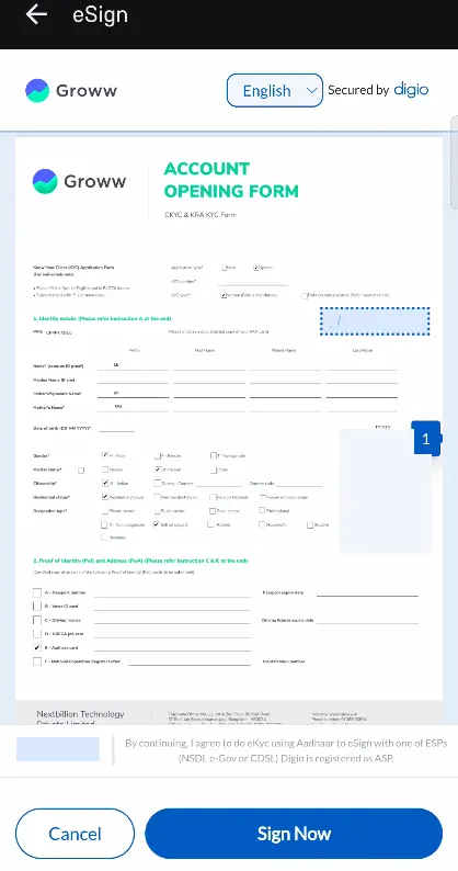 Groww Account Opening Form