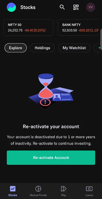 Groww Your Account is Deactivated