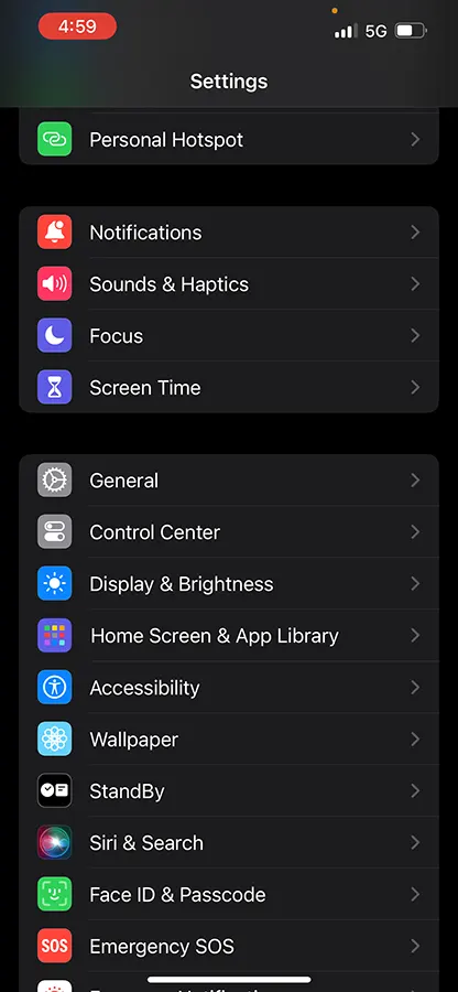 Settings Accessibility