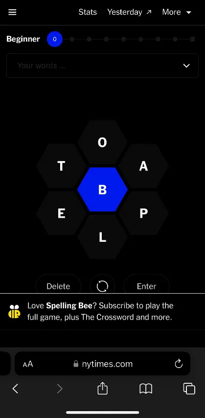 Spelling Bees Dark Mode