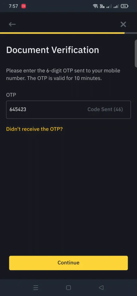 Binance Document OTP