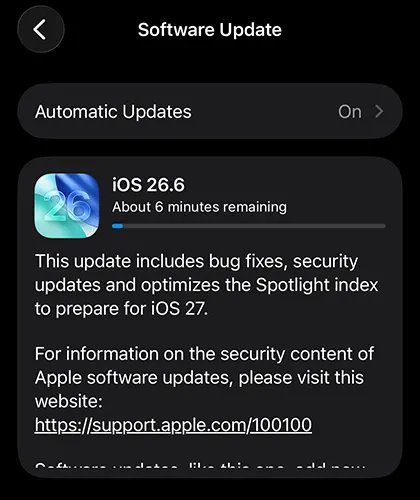 iOS Update Downloading