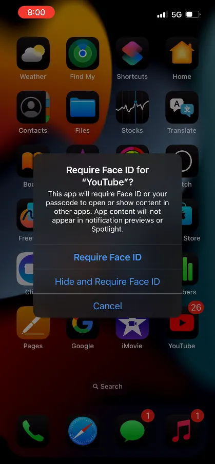 Require Face Id